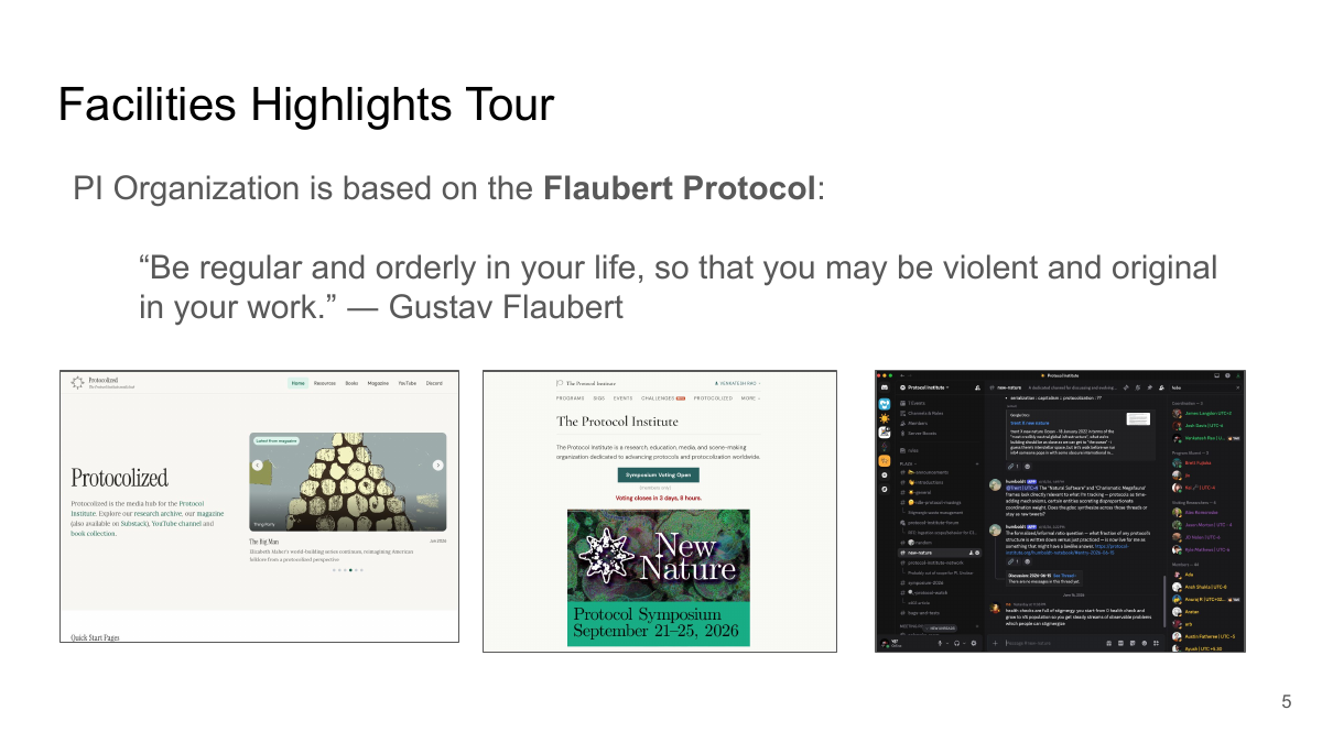 Facilities Highlights Tour — Flaubert Protocol