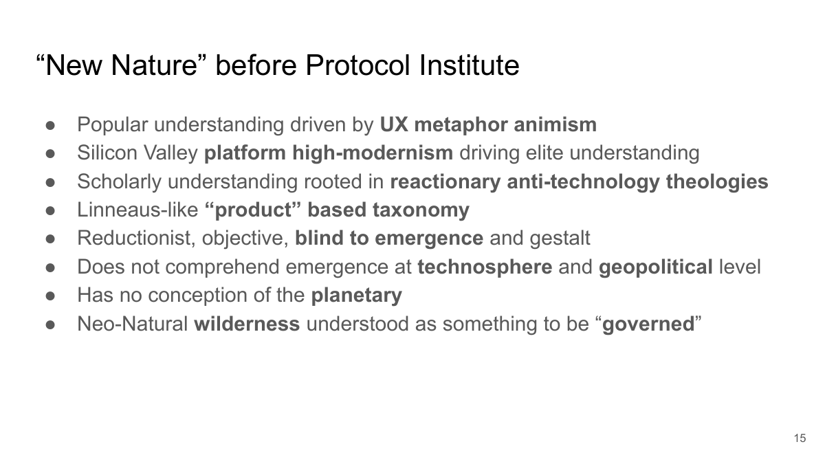 New Nature before Protocol Institute